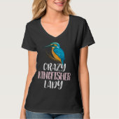 Crazy Kingfisher Lady u2013 Cute Kingfisher Bird Tシャツ (正面)