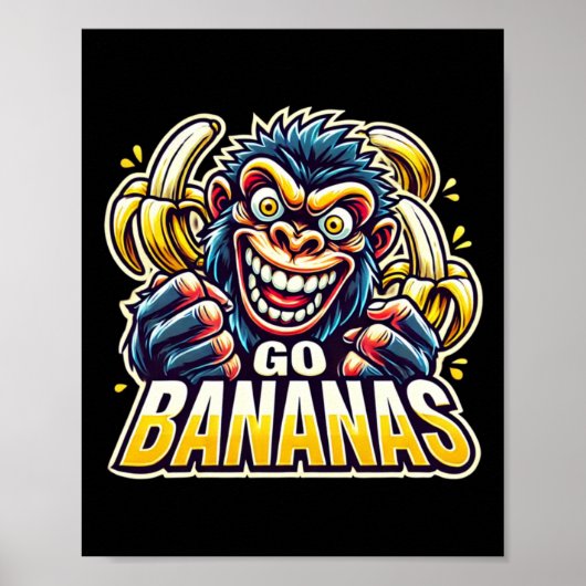 Crazy Monkey Go Bananas Sticker  ポスター (正面)