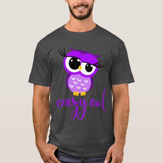 Crazy Owl Lady Cute Nocturnal Bird Predator Birds  Tシャツ (正面)