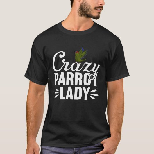 Crazy Parrot Lady Red crowned Kakariki Tシャツ (正面)