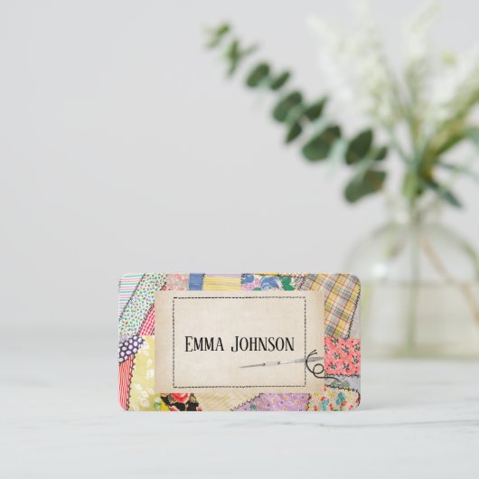 Crazy Patchwork Quilt Design 名刺 (スタンド正面)