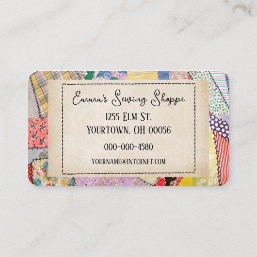 Crazy Patchwork Quilt Design 名刺 (裏面)