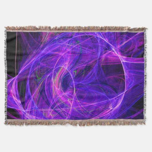 CRAZY PHOTON 抽象的な紫と青のフラクタル、スワール スローブランケット (正面)