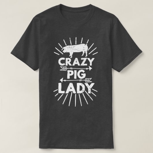 Crazy Pig Lady Farm Farmer Pig Lover Premium 613  Tシャツ (デザイン正面)