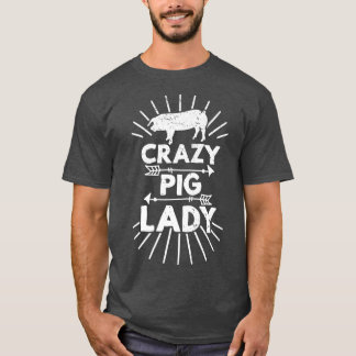 Crazy Pig Lady Farm Farmer Pig Lover Premium 613 Tシャツ