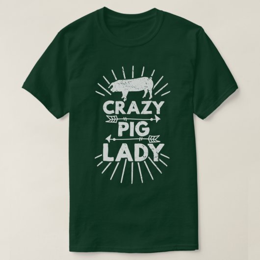 Crazy Pig Lady Farm Farmer Pig Lover Premium Tシャツ (デザイン正面)