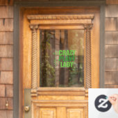  crazy plant lady キュートなグリーンボタニスト ウィンドウサイン (ホームデコレーション)