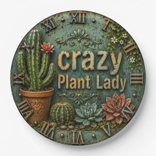 Crazy Plant Lady Cactus Succulent  ペーパープレート (正面)