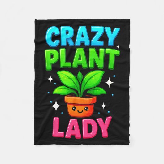 Crazy Plant Lady Gardening Funny Gardeners Men Wom フリースブランケット (正面)