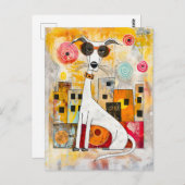 Crazy Pop-Art Dog Portrait ポストカード (正面/裏面)