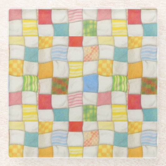 CRAZY QUILT ガラス製コースター ガラスコースター (正面)