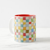 CRAZY QUILT 赤い2トーンマグ ツートーンマグカップ (正面左)