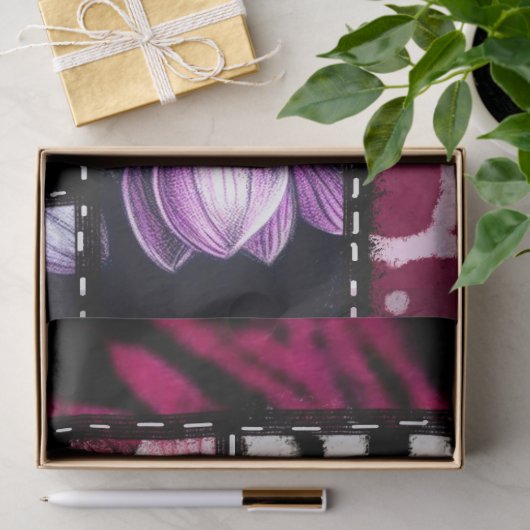 Crazy Quilt Black Cherry Floral Pattern Decoupage 薄葉紙 (ギフト)