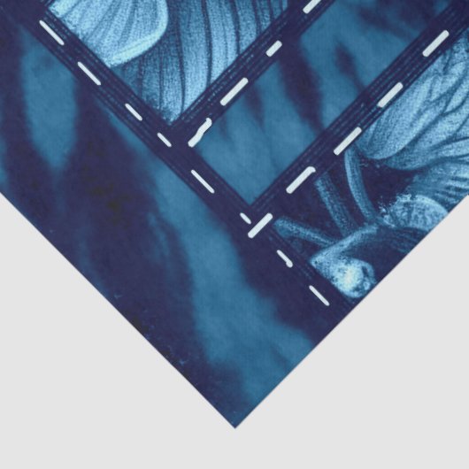 Crazy Quilt Blue Floral Pattern Decoupage 薄葉紙 (詳細)