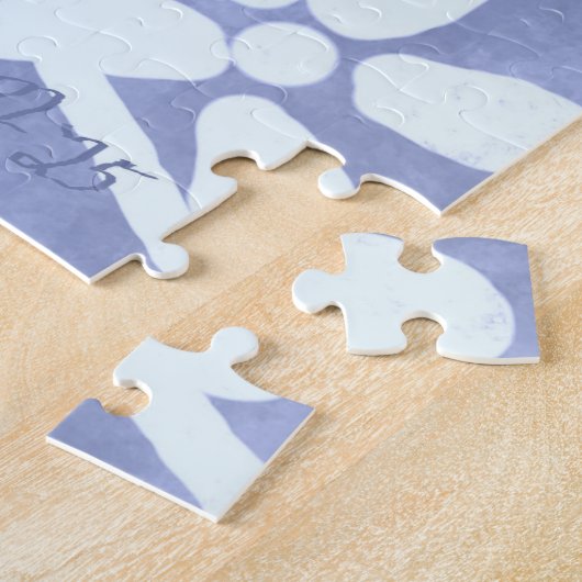 Crazy Quilt Blue Gingham Floral Pattern  ジグソーパズル (側面)