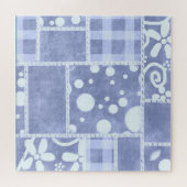 Crazy Quilt Blue Gingham Floral Pattern  ジグソーパズル (横)