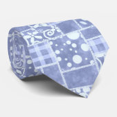 Crazy Quilt Blue Gingham Floral Pattern  ネクタイ (ロール)