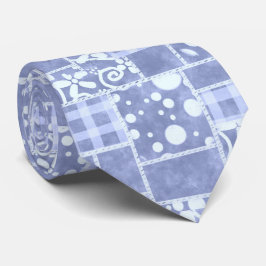Crazy Quilt Blue Gingham Floral Pattern  ネクタイ