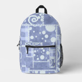 Crazy Quilt Blue Gingham Floral Pattern  プリントバックパック (正面)