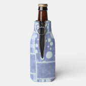 Crazy Quilt Blue Gingham Floral Pattern  ボトルクーラー (ボトル裏面)