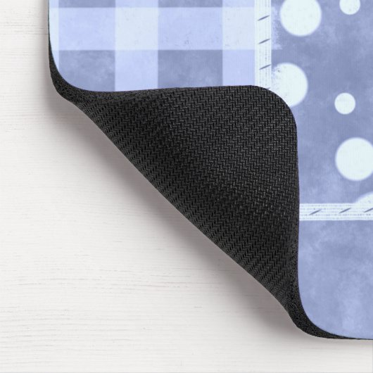 Crazy Quilt Blue Gingham Floral Pattern  マウスパッド (コーナー)