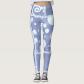 Crazy Quilt Blue Gingham Floral Pattern レギンス (正面)