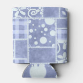 Crazy Quilt Blue Gingham Floral Pattern  缶クーラー (裏面)