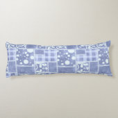 Crazy Quilt Blue Gingham Floral Personalized  ボディピロー (裏面)