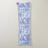 Crazy Quilt Blue Gingham Floral Personalized  ボディピロー (正面縦)