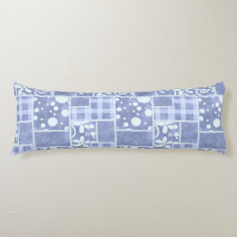 Crazy Quilt Blue Gingham Floral Personalized  ボディピロー