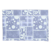 Crazy Quilt Blue Gingham Floral Personalized  枕カバー (正面)