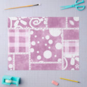 Crazy Quilt Dusty Pink Floral Pattern Decoupage 薄葉紙 (クラフト)