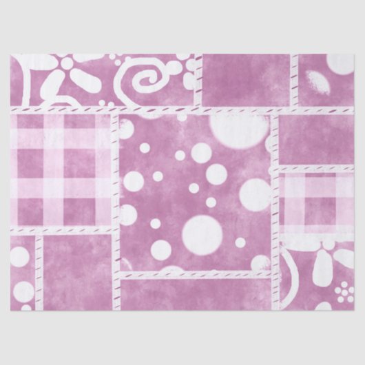 Crazy Quilt Dusty Pink Floral Pattern Decoupage 薄葉紙 (正面)