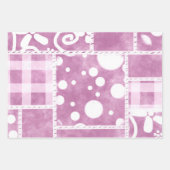 Crazy Quilt Gingham Floral Pattern Decoupage ラッピングペーパーシート (正面3)