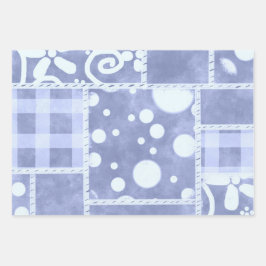 Crazy Quilt Gingham Floral Pattern Decoupage ラッピングペーパーシート