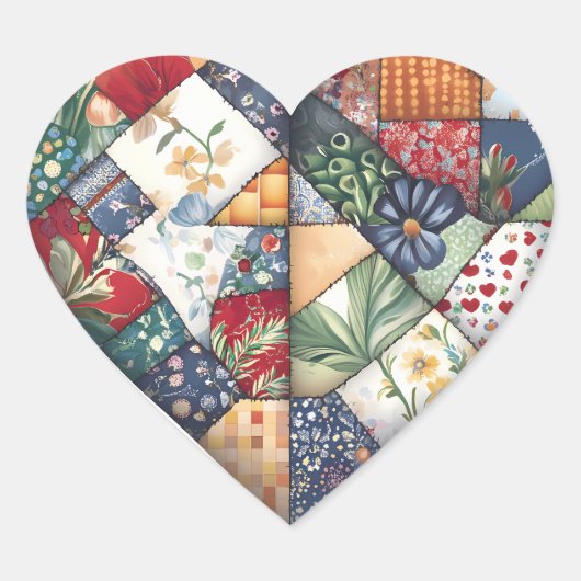 Crazy Quilt Heart Design ハートシール (正面)