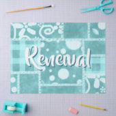 Crazy Quilt Teal Gingham Personalized Decoupage 薄葉紙 (クラフト)