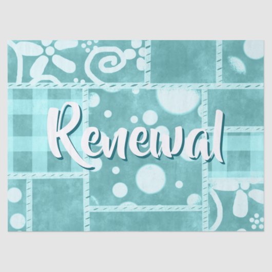 Crazy Quilt Teal Gingham Personalized Decoupage 薄葉紙 (正面)