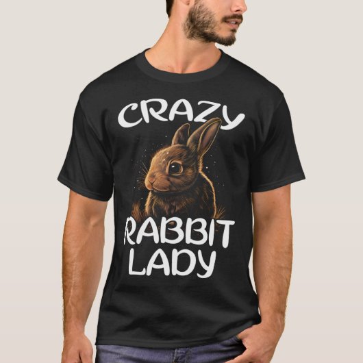 Crazy Rabbit Lady Cute Bunny Owner Breeder Hare M Tシャツ (正面)
