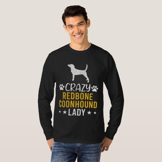 Crazy Redbone Coonhound Lady Dog Tシャツ (正面フル)