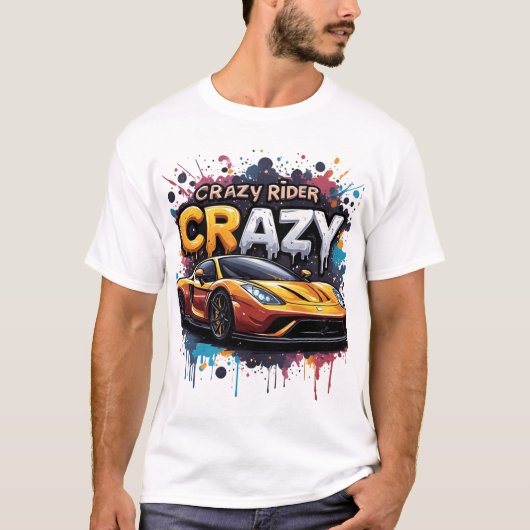 🏍️ Crazy Rider Urban Graffiti Motorcycle Art Tシャツ (正面)