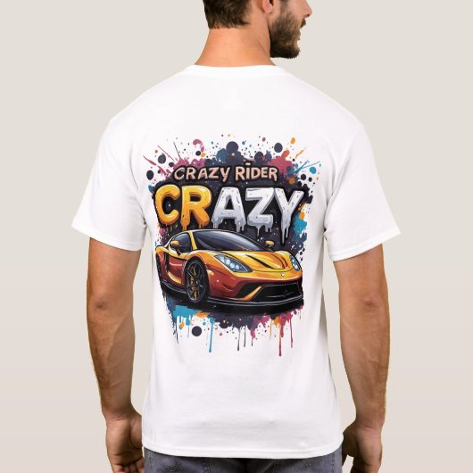 Crazy Rider: Vibrant Graffiti Art Tシャツ (裏面)