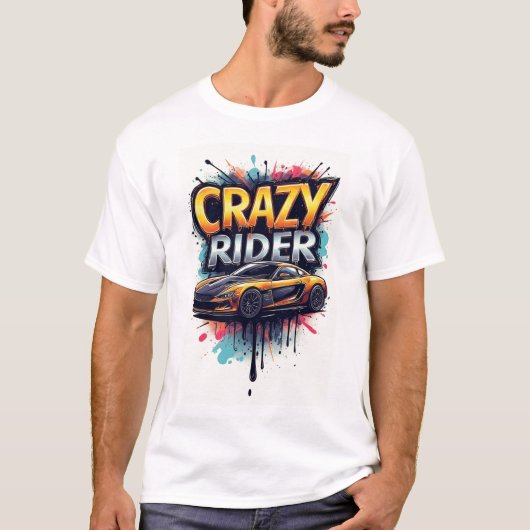 Crazy Rider: Vibrant Graffiti Art Tシャツ (正面)