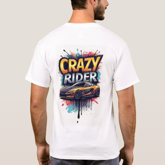 Crazy Rider: Vibrant Graffiti Art Tシャツ (裏面)
