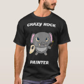 Crazy Rock Painter Funny Elephant Painting Gift T Tシャツ (正面)