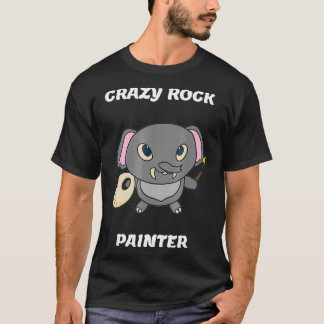 Crazy Rock Painter Funny Elephant Painting Gift T Tシャツ