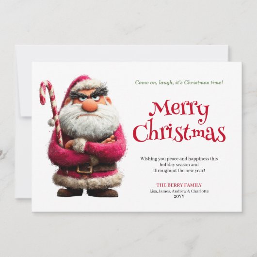 Crazy Santa custom comic Christmas greeting laugh シーズンカード (正面)