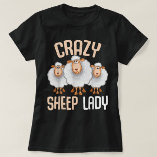 Crazy Sheep Lady Funny Design Tシャツ