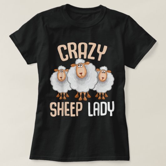 Crazy Sheep Lady Funny Design Tシャツ (デザイン正面)