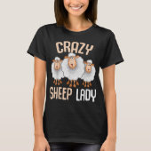 Crazy Sheep Lady Funny Design Tシャツ (正面)